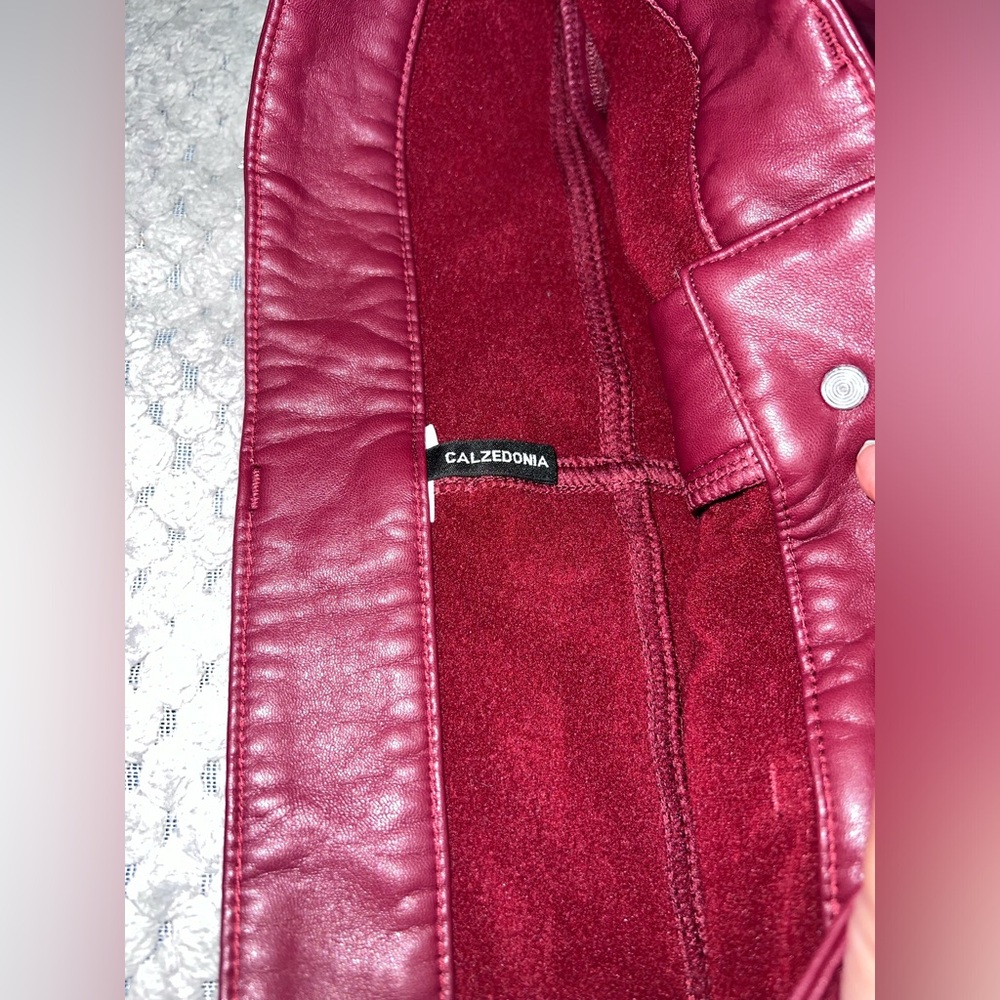 Caldezonia Red Leather Effect Pants
